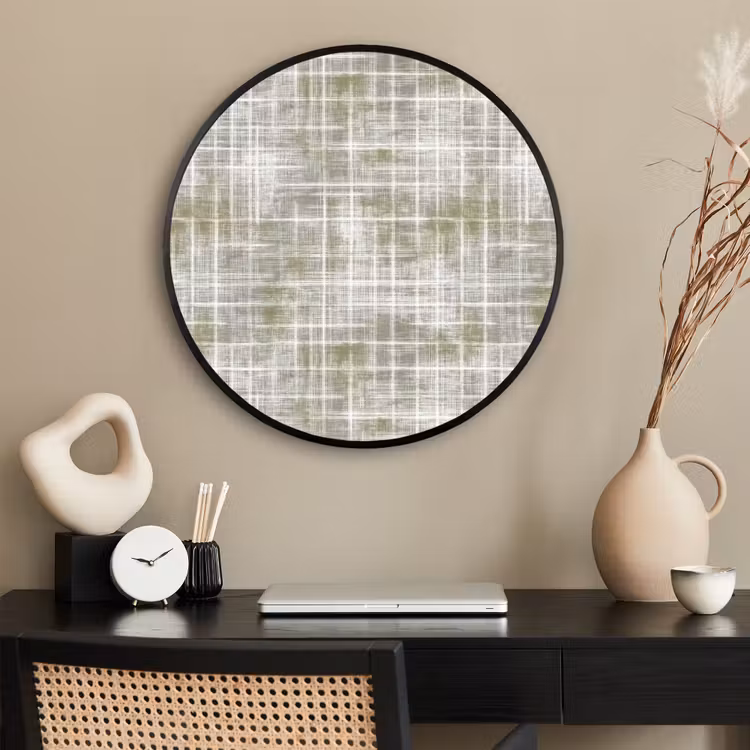 Ronde fotolijst - Linnen - Patroon - Groen — 2