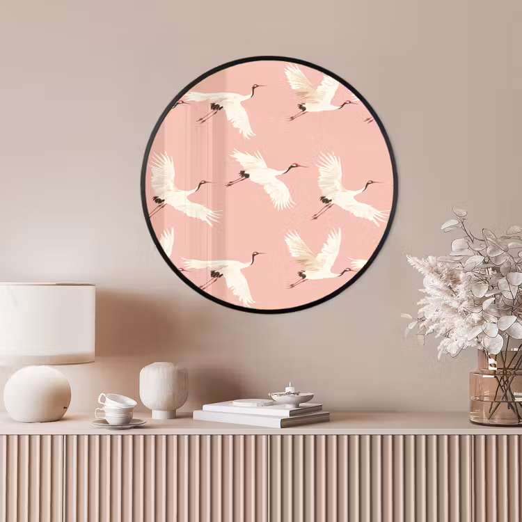 Ronde fotolijst - Modern - Kraanvogels - Roze — 4