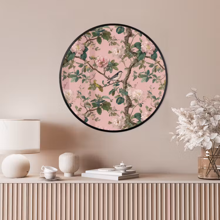Ronde fotolijst - Pioenrozen - Botanisch - Vogel — 4