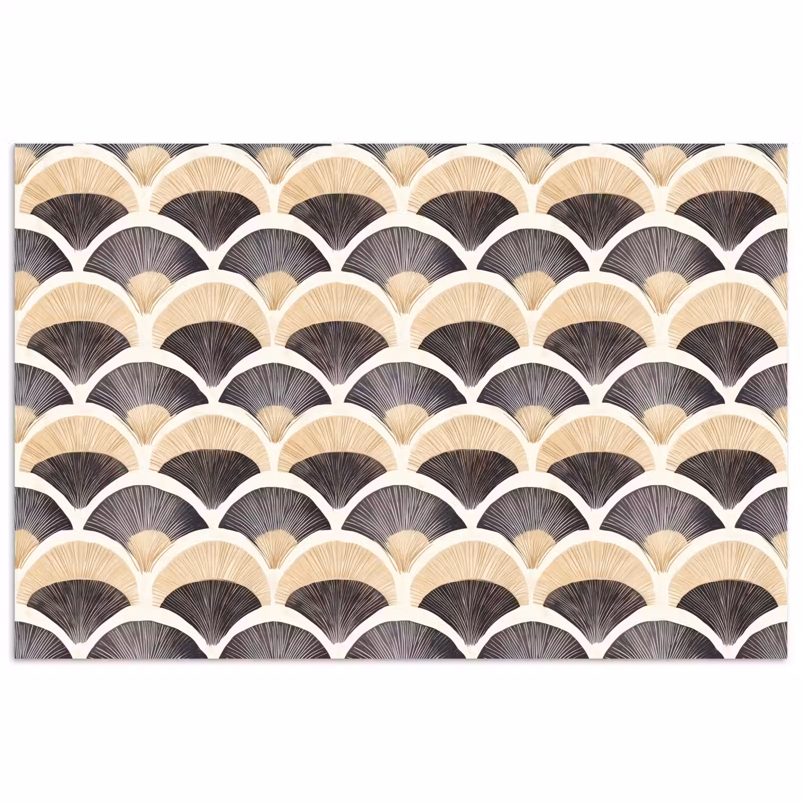 Poster - Waaier - Patroon - Zwart - Beige — 1