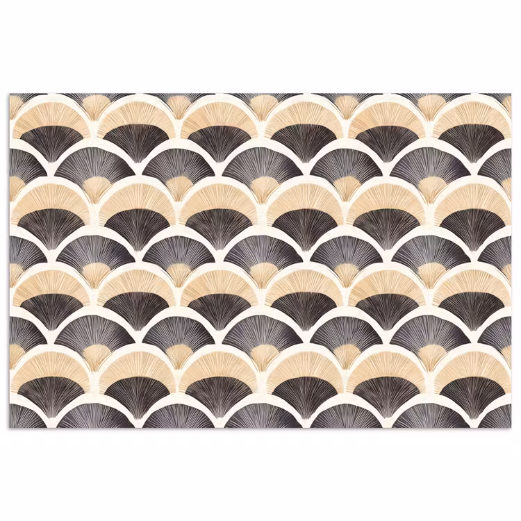 Poster - Waaier - Patroon - Zwart - Beige — 1