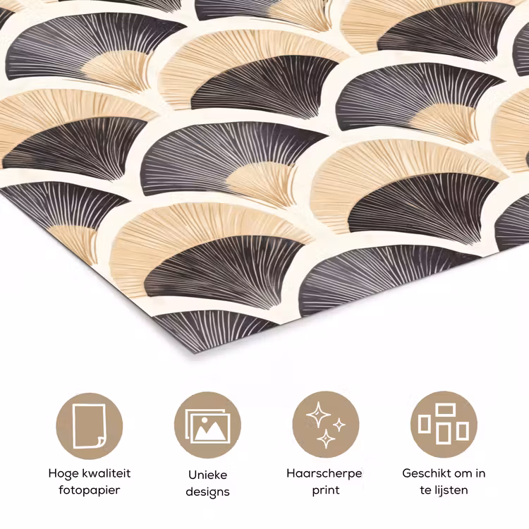 Poster - Waaier - Patroon - Zwart - Beige — 5