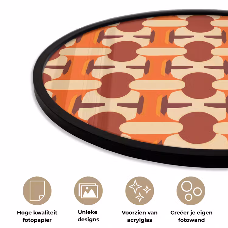 Ronde fotolijst - Geometrisch - Retro - Oranje — 5