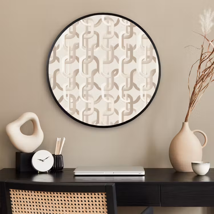 Ronde fotolijst - Motief - Abstract - Beige — 2