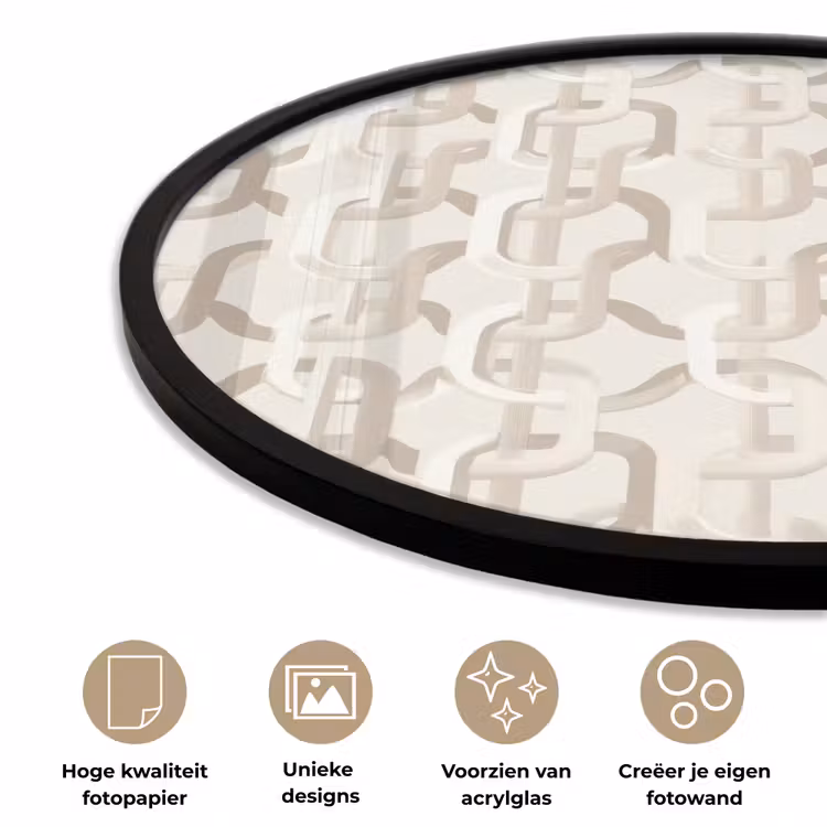 Ronde fotolijst - Motief - Abstract - Beige — 5