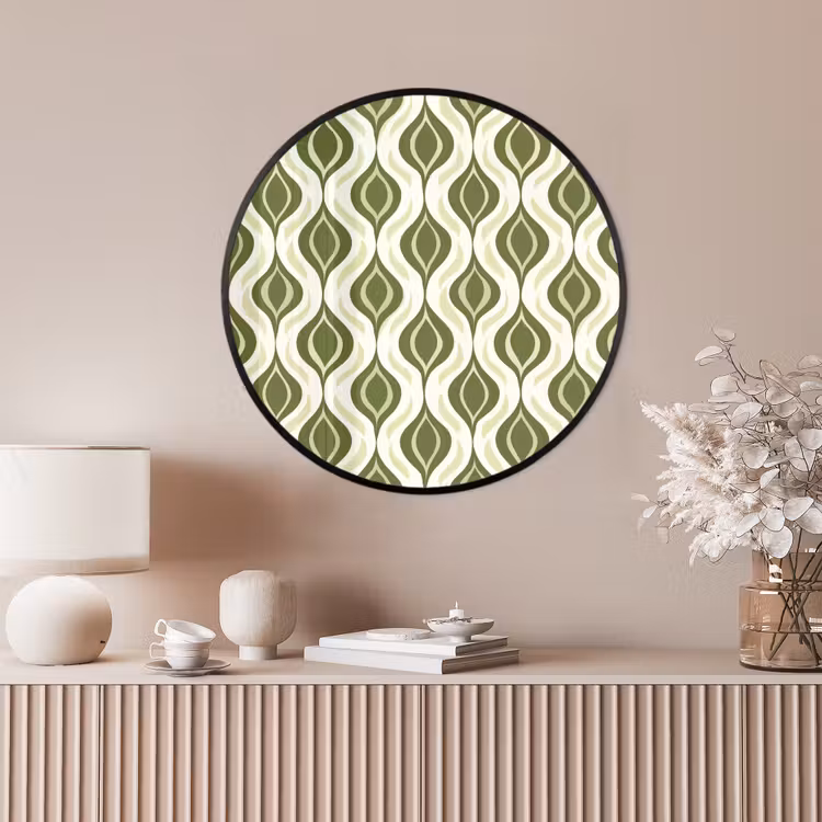 Ronde fotolijst - Patroon - Retro - Groen — 4