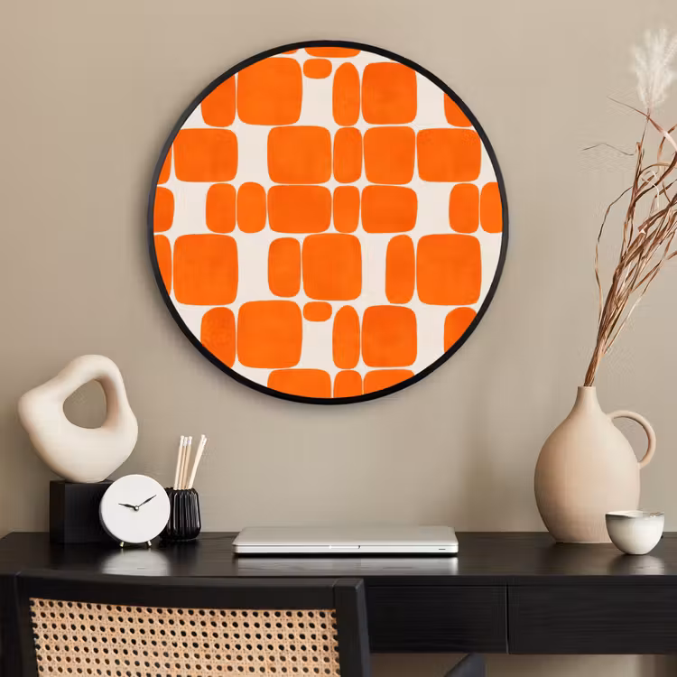 Ronde fotolijst - Patroon - Retro - Oranje — 2