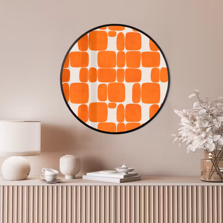 Ronde fotolijst - Patroon - Retro - Oranje — 4