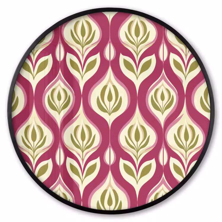 Ronde fotolijst - Retro - Floraal - Paars — 1