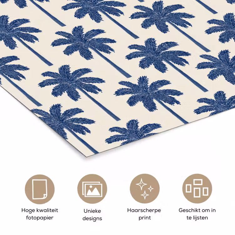 Poster - Symmetrisch - Palm - Blauw — 5