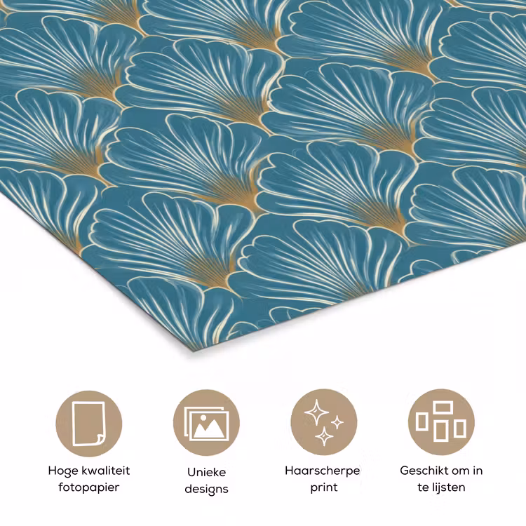 Poster - Symmetrisch - Patroon - Blauw — 5