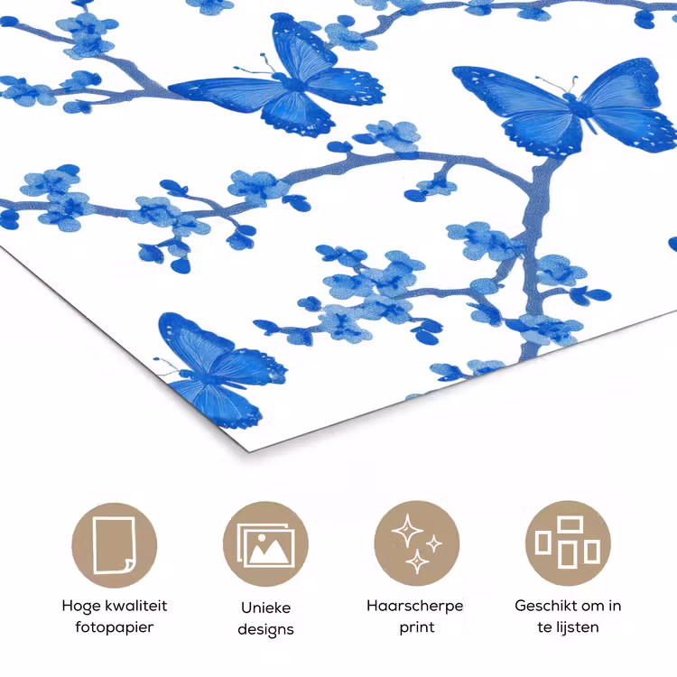 Poster - Vlinder - Bloemen - Blauw — 5