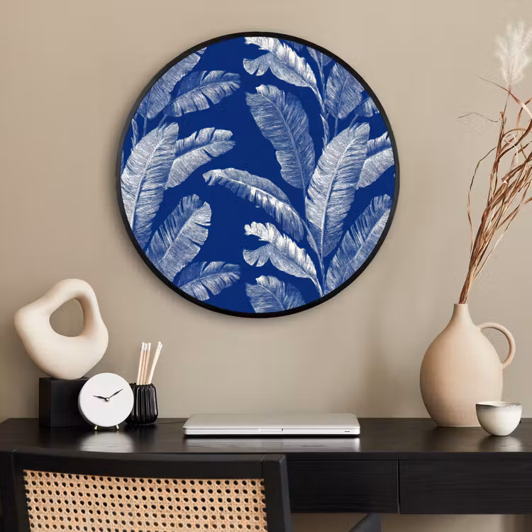 Ronde fotolijst - Blad - Palm - Blauw — 2