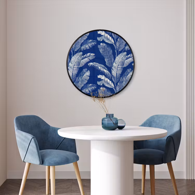 Ronde fotolijst - Blad - Palm - Blauw — 3