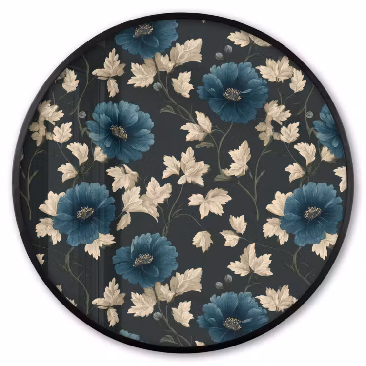 Ronde fotolijst - Botanisch - Bloemen - Blauw — 1