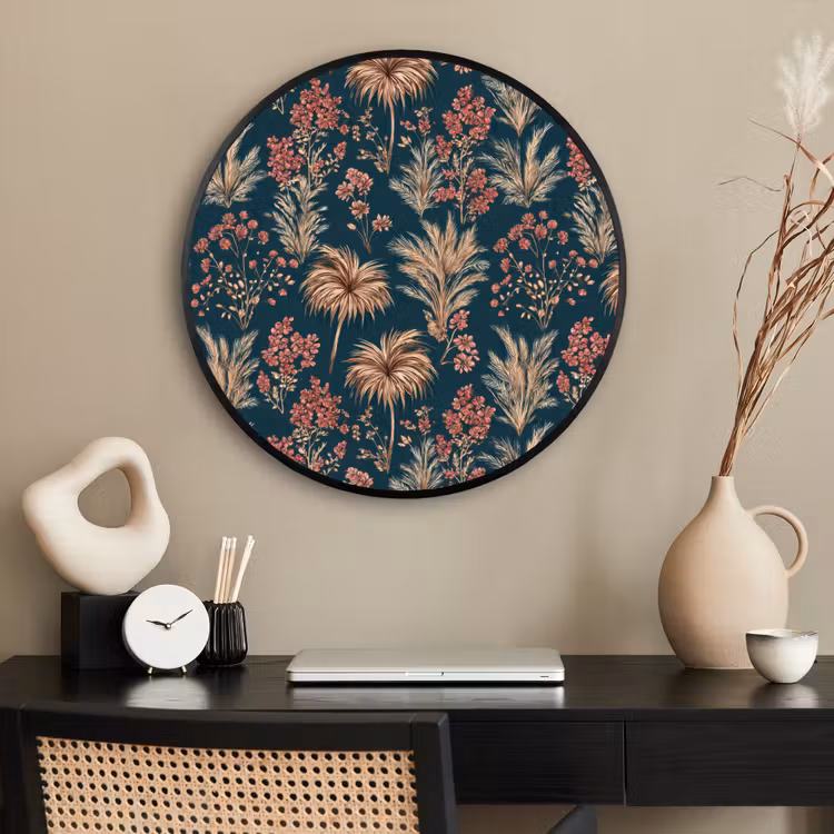 Ronde fotolijst - Botanisch - Patroon - Blauw — 2