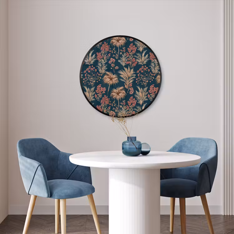 Ronde fotolijst - Botanisch - Patroon - Blauw — 3