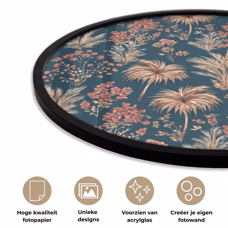 Ronde fotolijst - Botanisch - Patroon - Blauw — 5