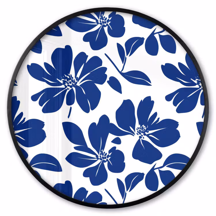 Ronde fotolijst - Floraal - Modern - Blauw — 1