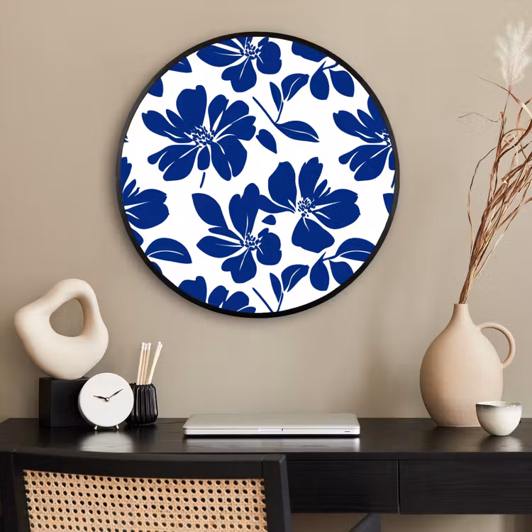 Ronde fotolijst - Floraal - Modern - Blauw — 2