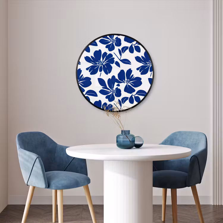 Ronde fotolijst - Floraal - Modern - Blauw — 3