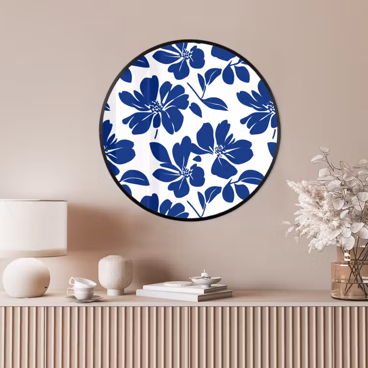 Ronde fotolijst - Floraal - Modern - Blauw — 4
