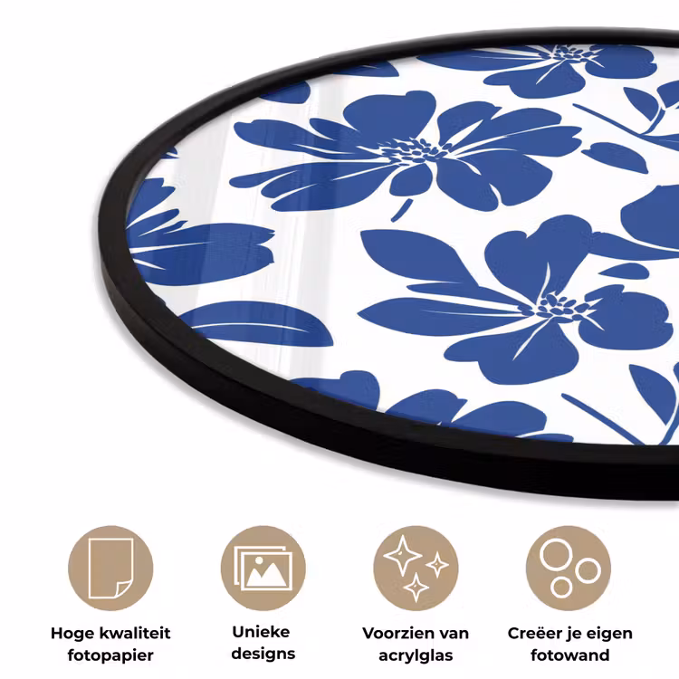 Ronde fotolijst - Floraal - Modern - Blauw — 5