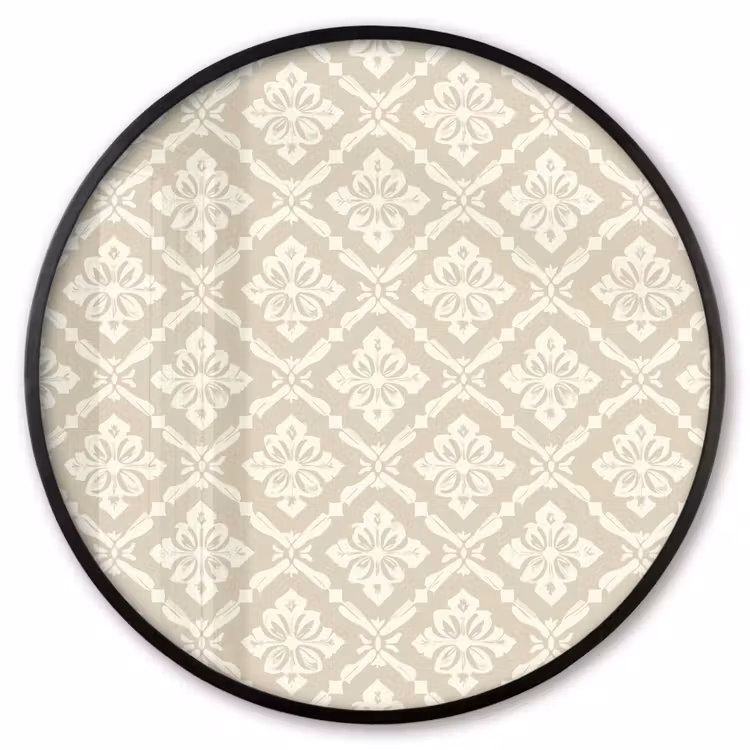 Ronde fotolijst - Floraal - Ornament - Beige — 1