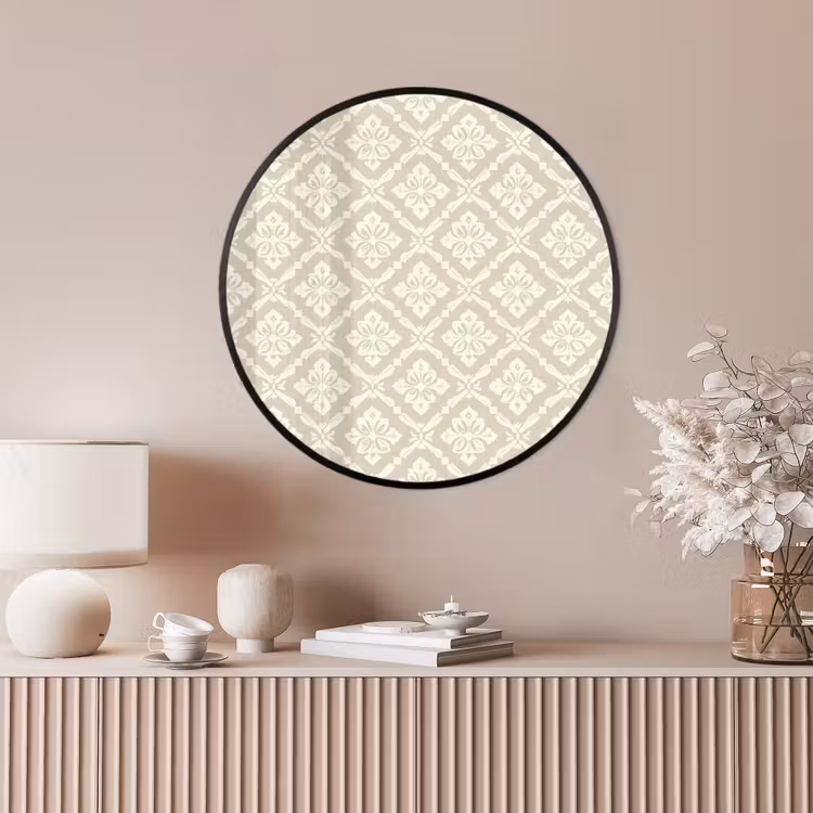 Ronde fotolijst - Floraal - Ornament - Beige — 4