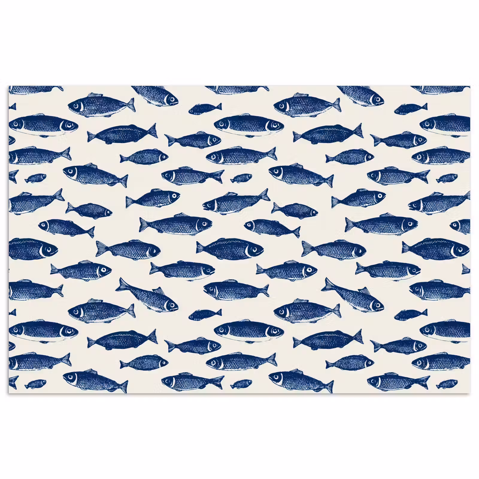 Poster - Vissen - Patroon - Blauw - Wit — 1