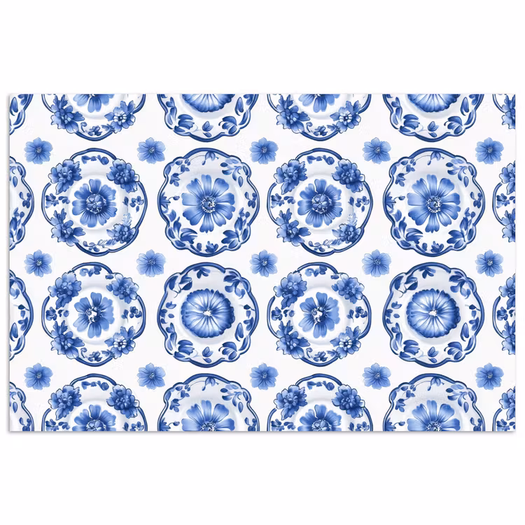 Poster - Sierborden - Bloemen - Blauw — 1