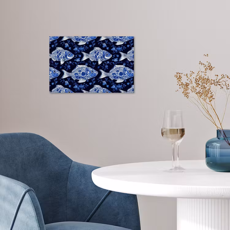 Poster - Vissen - Bloemen - Blauw — 4
