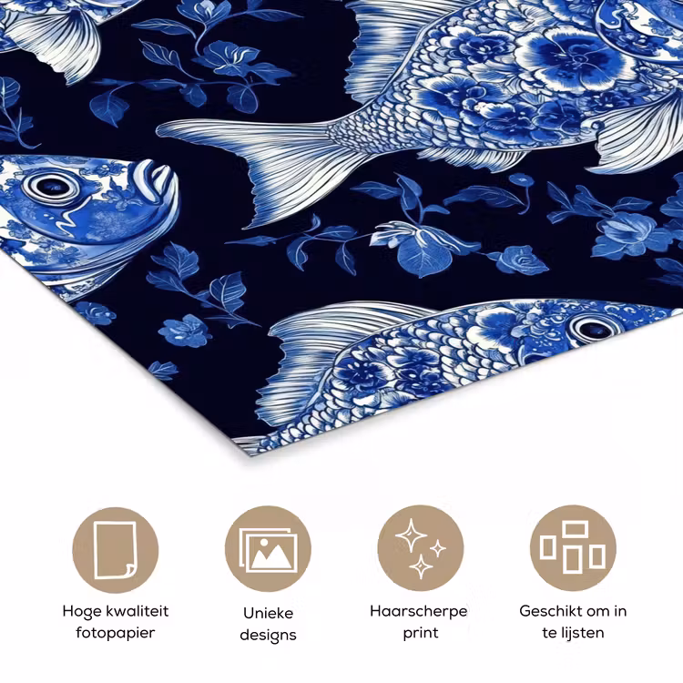 Poster - Vissen - Bloemen - Blauw — 5
