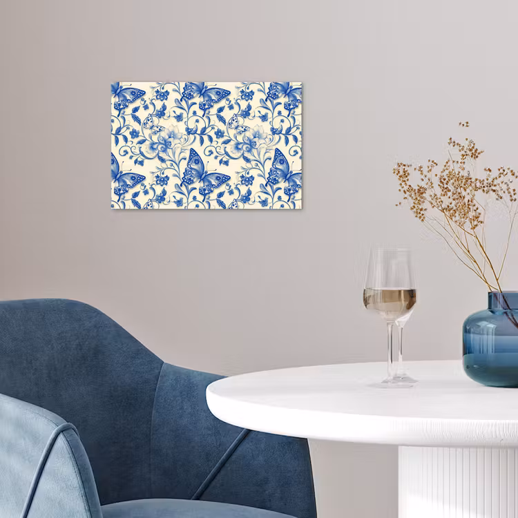 Poster - Vlinders - Bloemen - Blauw - Botanisch — 4