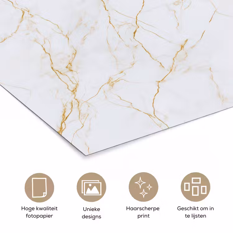 Poster - Wit - Marmer - Goud - Luxueus — 5