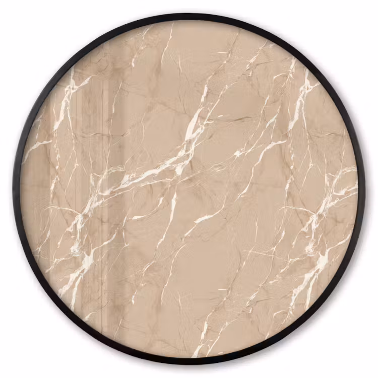 Ronde fotolijst - Beige - Marmer - Organisch - Wit — 1