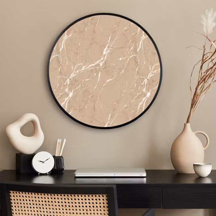Ronde fotolijst - Beige - Marmer - Organisch - Wit — 2