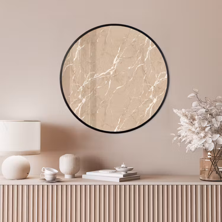 Ronde fotolijst - Beige - Marmer - Organisch - Wit — 4
