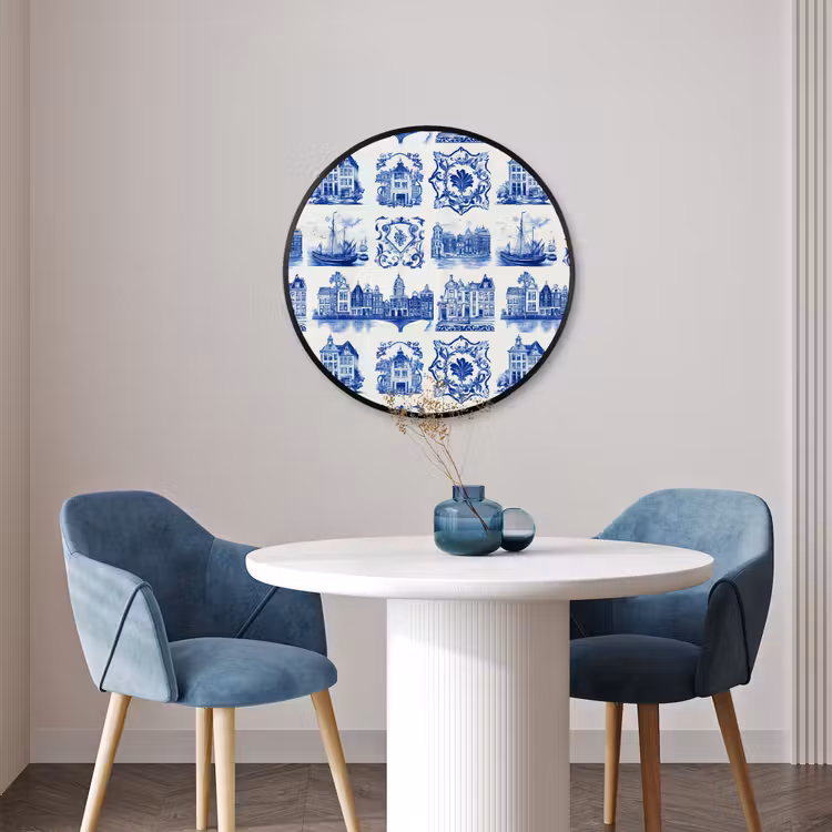 Ronde fotolijst - Huizen - Schepen - Blauw — 3