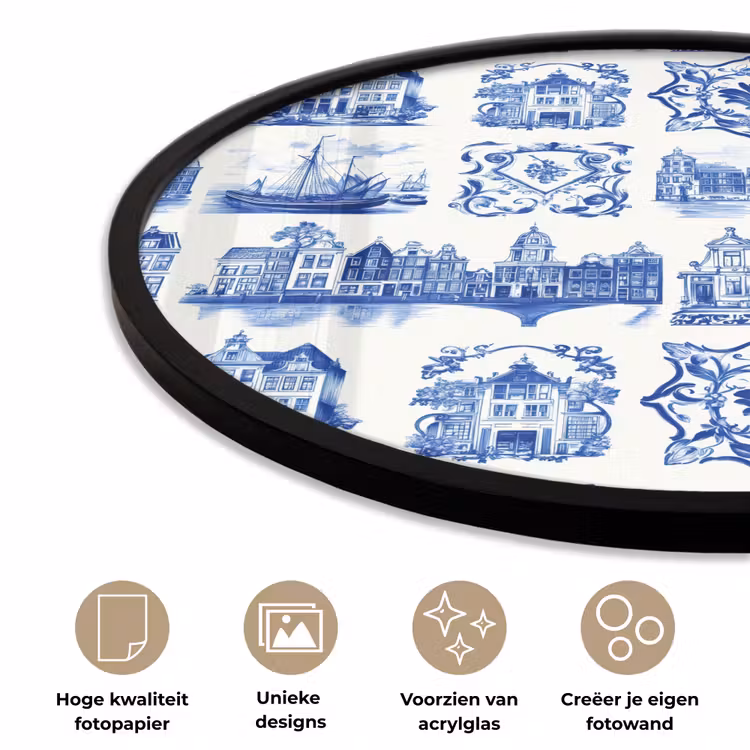 Ronde fotolijst - Huizen - Schepen - Blauw — 5