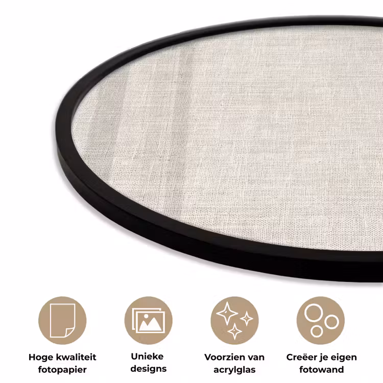 Ronde fotolijst - Linnen - Textuur - Beige — 5