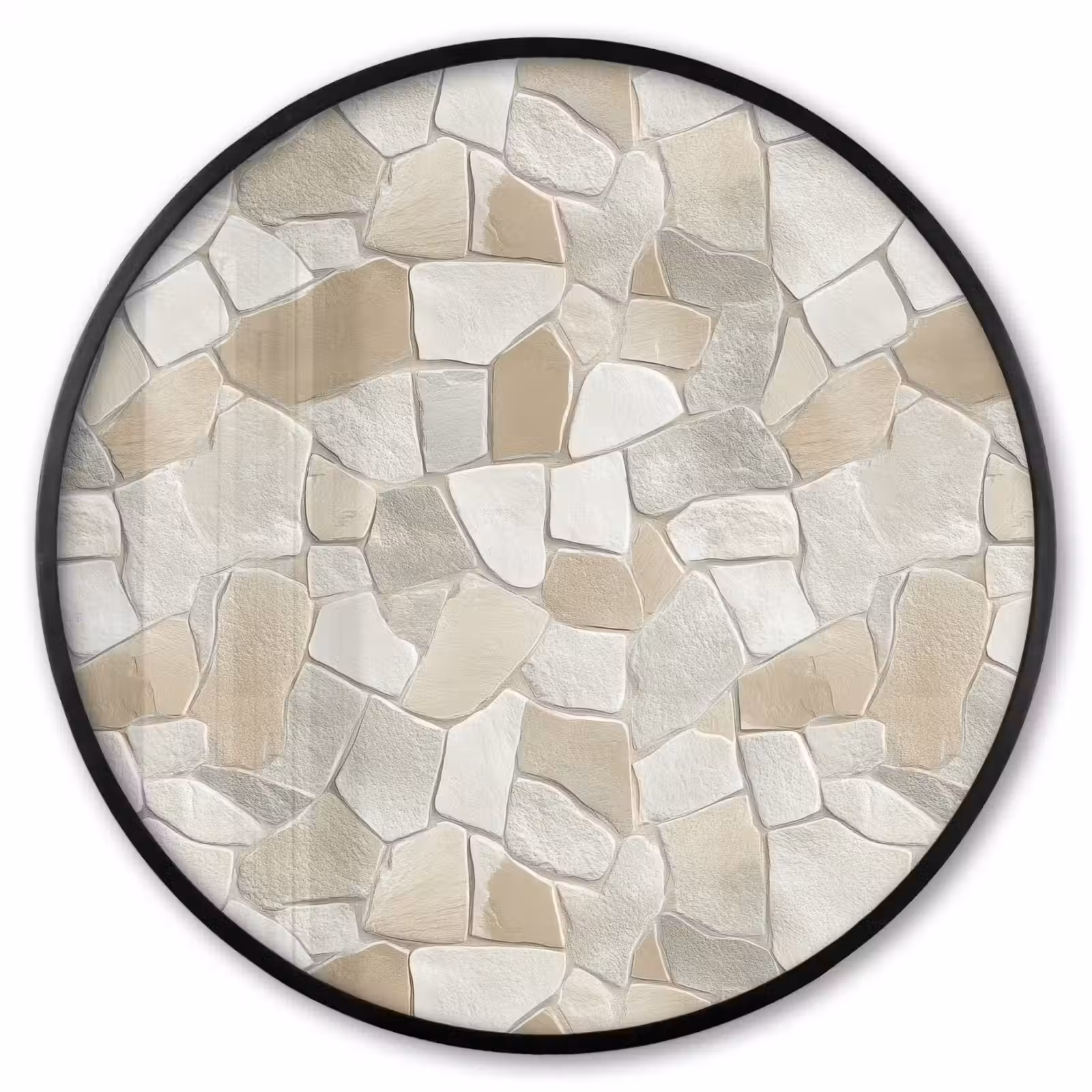 Ronde fotolijst - Mozaïek - Stenen - Beige — 1