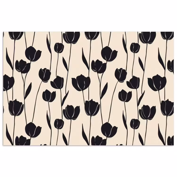 Poster - Tulpen - Patroon - Zwart — 1