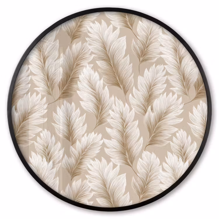 Ronde fotolijst - Botanisch - Patroon - Beige — 1