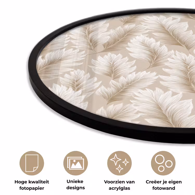 Ronde fotolijst - Botanisch - Patroon - Beige — 5