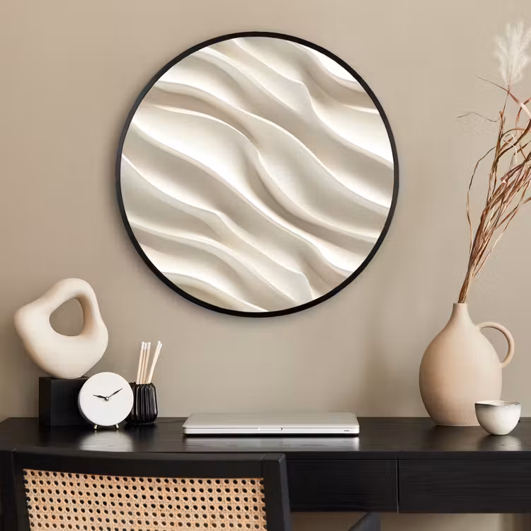Ronde fotolijst - Diagonaal - Golven - Crème — 2