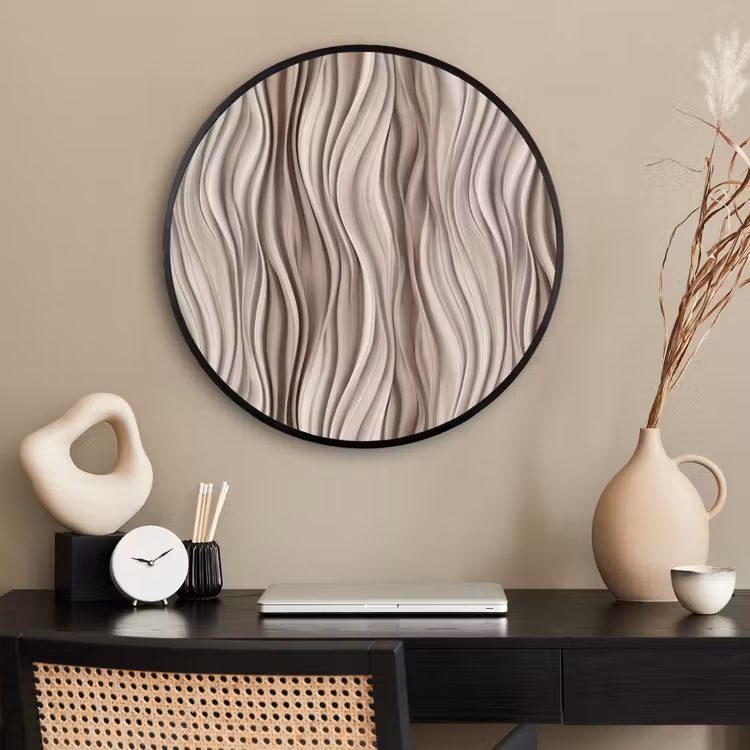 Ronde fotolijst - Golven - 3D - Crème — 2