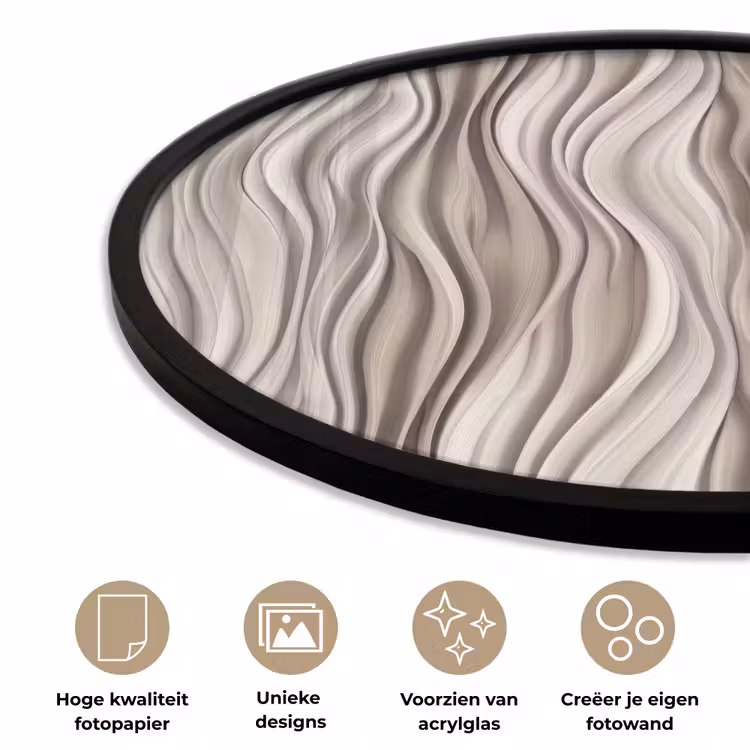 Ronde fotolijst - Golven - 3D - Crème — 5
