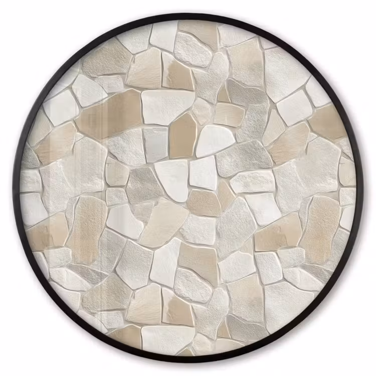 Ronde fotolijst - Mozaïek - Stenen - Beige — 1