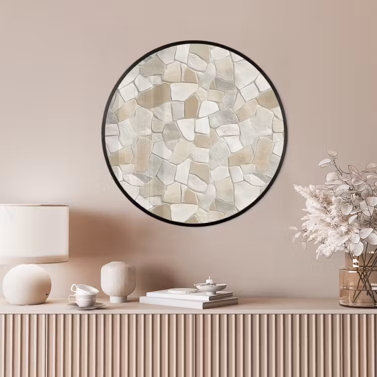 Ronde fotolijst - Mozaïek - Stenen - Beige — 4